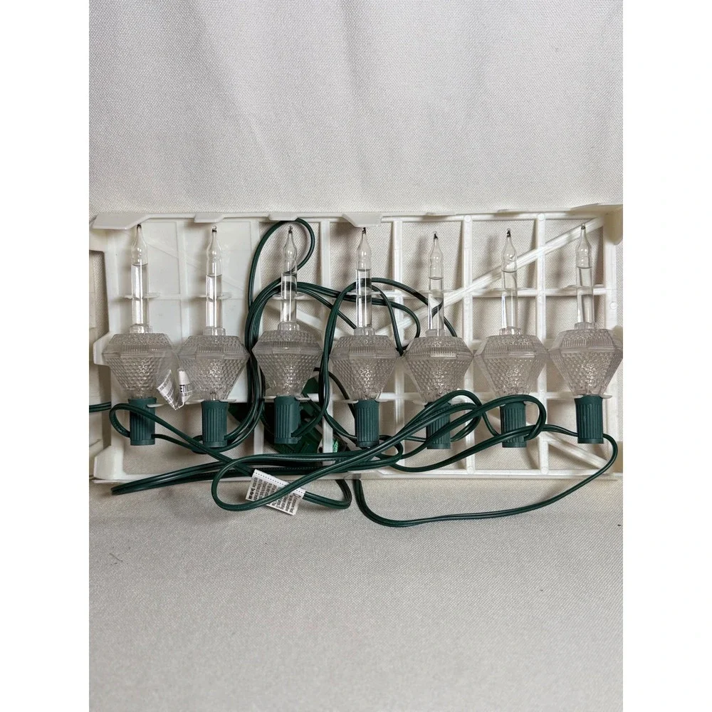 Vintage Style Bubble Christmas Lights 14 Count Clear Gold Warm Glow Green Wire